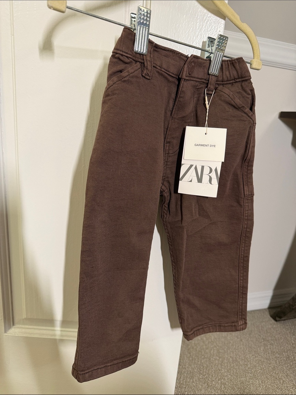 NWT Zara Kids 1/2T brown denim pants, never worn, brand new